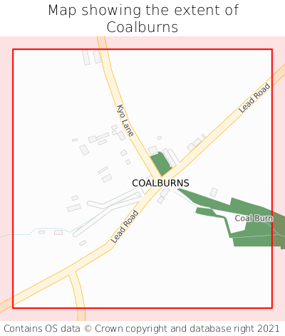 Map showing extent of Coalburns as bounding box