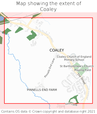 Map showing extent of Coaley as bounding box