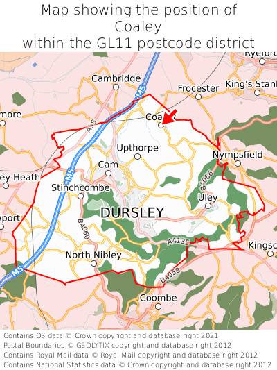 Map showing location of Coaley within GL11