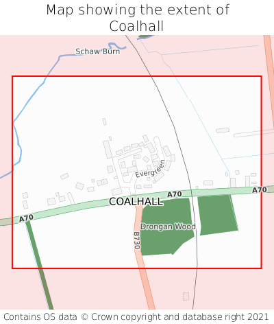 Map showing extent of Coalhall as bounding box