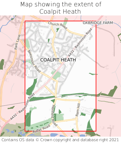 Map showing extent of Coalpit Heath as bounding box