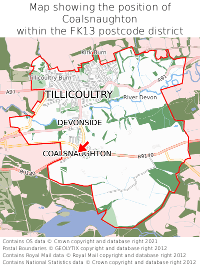 Map showing location of Coalsnaughton within FK13