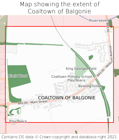 Map showing extent of Coaltown of Balgonie as bounding box
