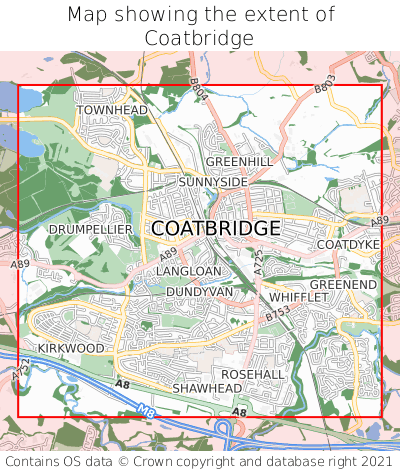 Map showing extent of Coatbridge as bounding box