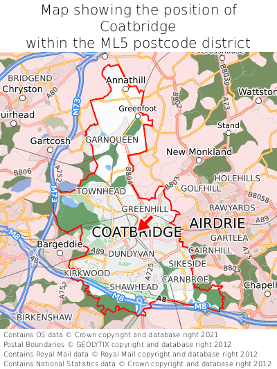 Map showing location of Coatbridge within ML5