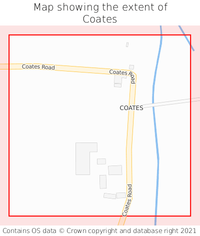 Map showing extent of Coates as bounding box