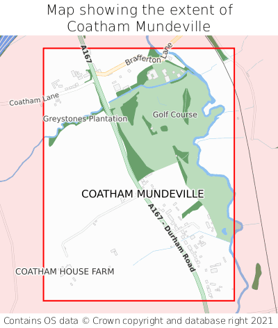 Map showing extent of Coatham Mundeville as bounding box