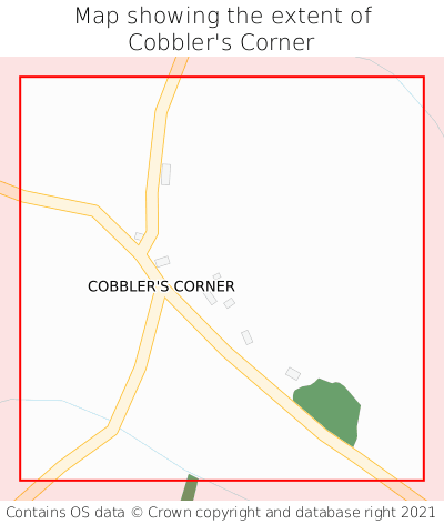 Map showing extent of Cobbler's Corner as bounding box