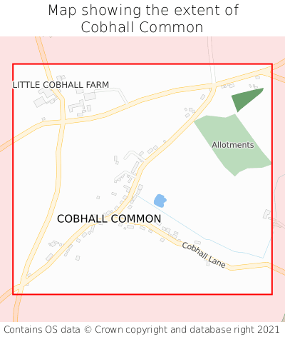 Map showing extent of Cobhall Common as bounding box