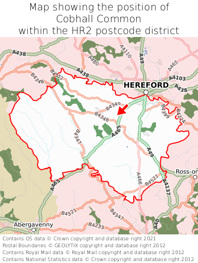 Map showing location of Cobhall Common within HR2