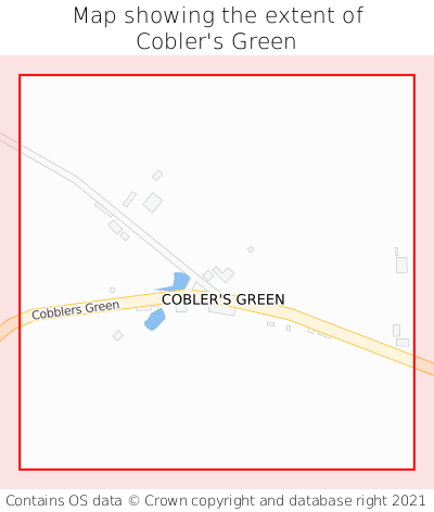 Map showing extent of Cobler's Green as bounding box