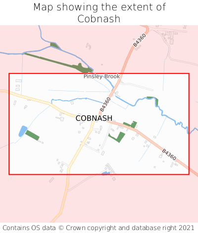 Map showing extent of Cobnash as bounding box