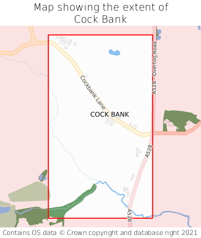 Map showing extent of Cock Bank as bounding box