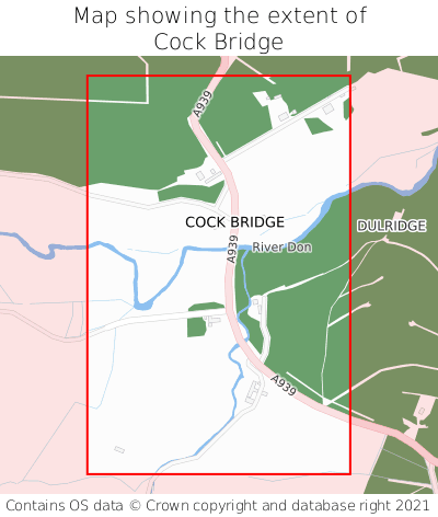 Map showing extent of Cock Bridge as bounding box