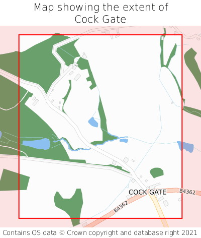 Map showing extent of Cock Gate as bounding box