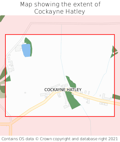 Map showing extent of Cockayne Hatley as bounding box