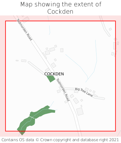 Map showing extent of Cockden as bounding box