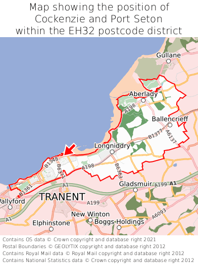 Map showing location of Cockenzie and Port Seton within EH32