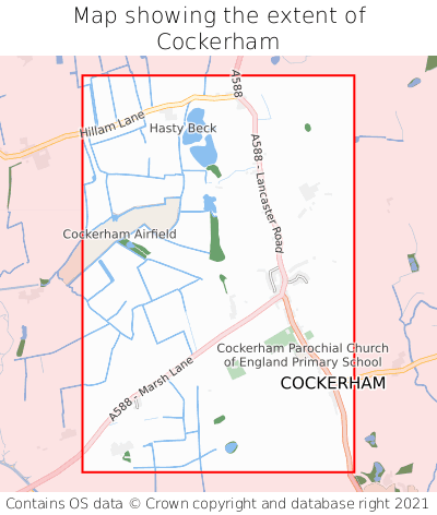 Map showing extent of Cockerham as bounding box