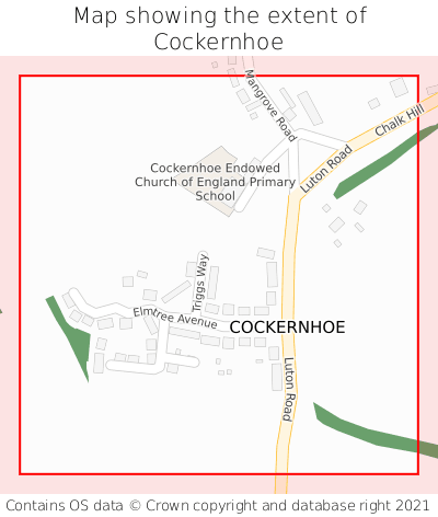 Map showing extent of Cockernhoe as bounding box