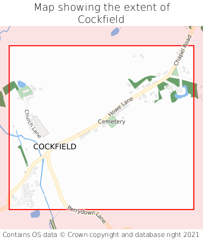 Map showing extent of Cockfield as bounding box