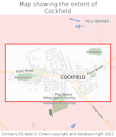 Map showing extent of Cockfield as bounding box