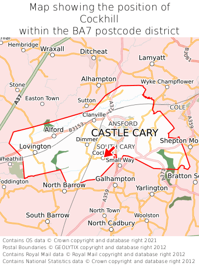 Map showing location of Cockhill within BA7