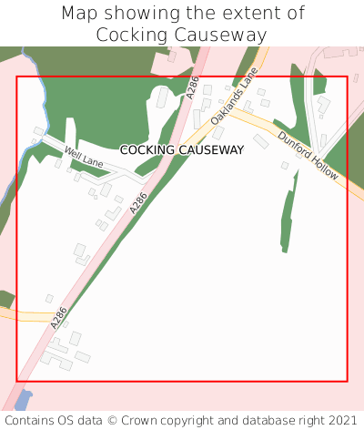 Map showing extent of Cocking Causeway as bounding box