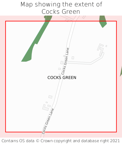 Map showing extent of Cocks Green as bounding box