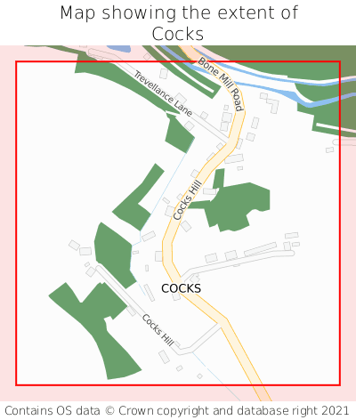 Map showing extent of Cocks as bounding box