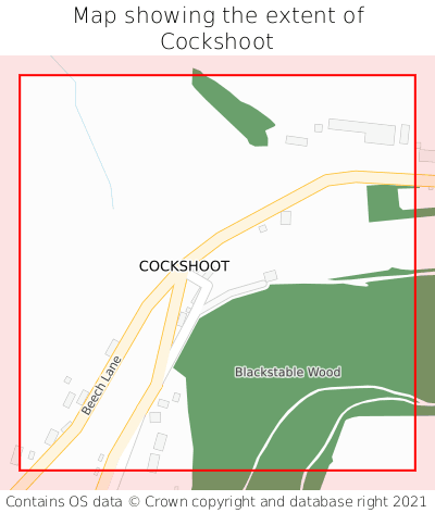 Map showing extent of Cockshoot as bounding box