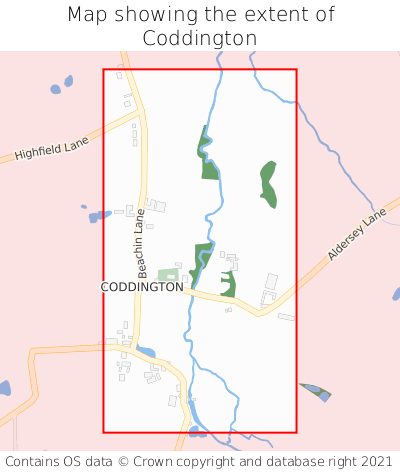 Map showing extent of Coddington as bounding box