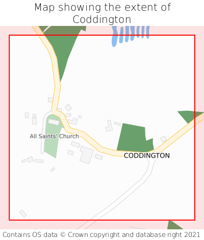 Map showing extent of Coddington as bounding box