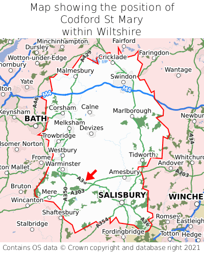 Map showing location of Codford St Mary within Wiltshire