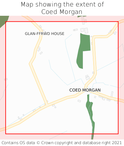 Map showing extent of Coed Morgan as bounding box