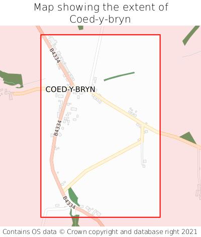 Map showing extent of Coed-y-bryn as bounding box