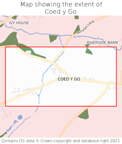 Map showing extent of Coed y Go as bounding box