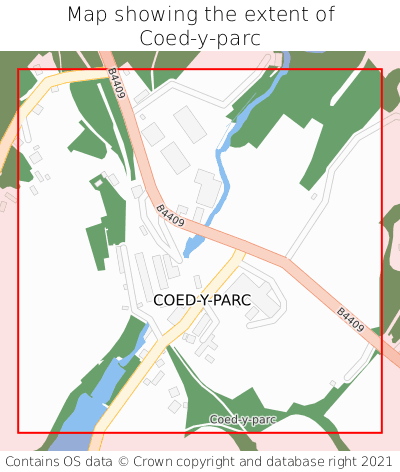 Map showing extent of Coed-y-parc as bounding box
