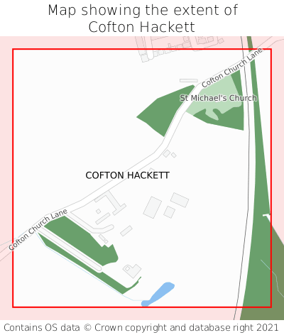 Map showing extent of Cofton Hackett as bounding box