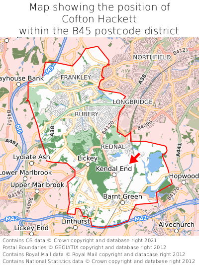 Map showing location of Cofton Hackett within B45