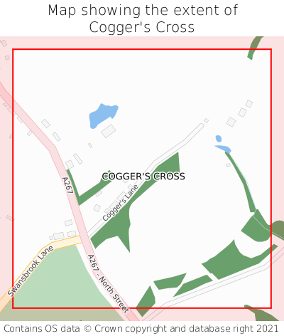 Map showing extent of Cogger's Cross as bounding box