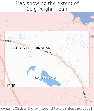 Map showing extent of Coig Peighinnean as bounding box