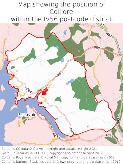 Map showing location of Coillore within IV56