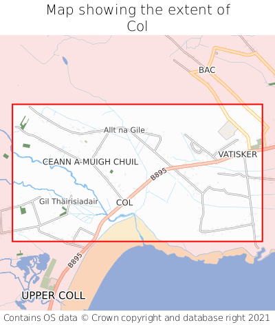 Map showing extent of Col as bounding box