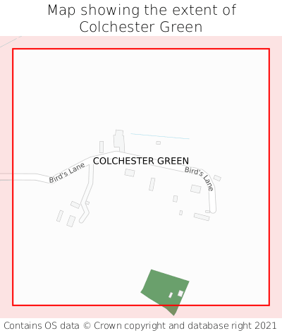 Map showing extent of Colchester Green as bounding box