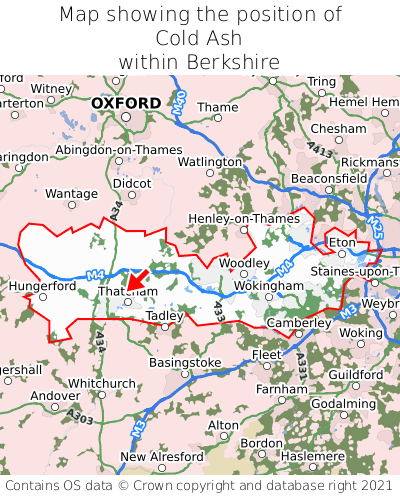 Map showing location of Cold Ash within Berkshire
