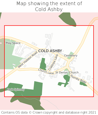 Map showing extent of Cold Ashby as bounding box