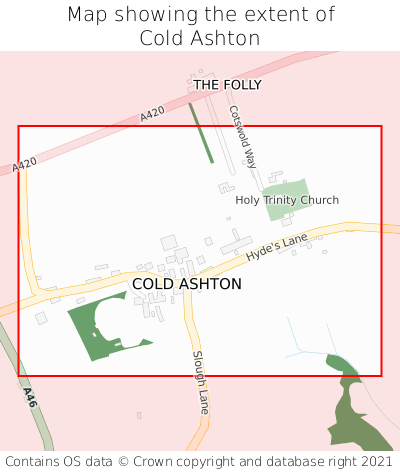 Map showing extent of Cold Ashton as bounding box