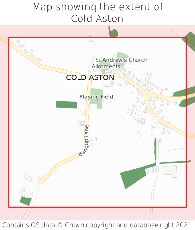 Map showing extent of Cold Aston as bounding box