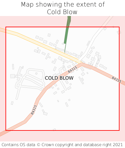 Map showing extent of Cold Blow as bounding box